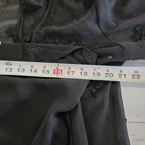 Coldwater Creek Black Beaded Sheer Chiffon Cardigan Cami Set 14 Party Evening - Picture 6 of 8